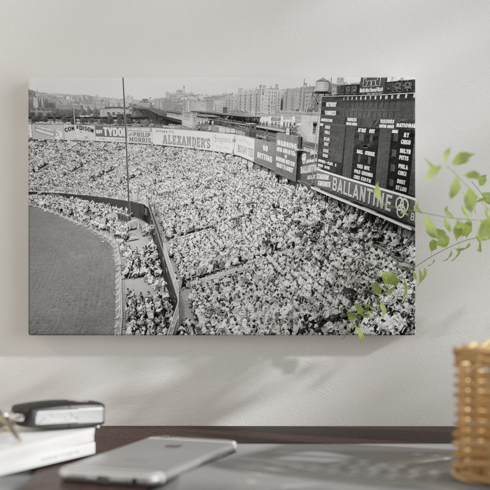 " The 1940s-1950s Large Crowd Yankee Stadium Bronx NYC Bleachers Advertising Signs Around The Stadium New York City NY USA " East Urban Home Mat 