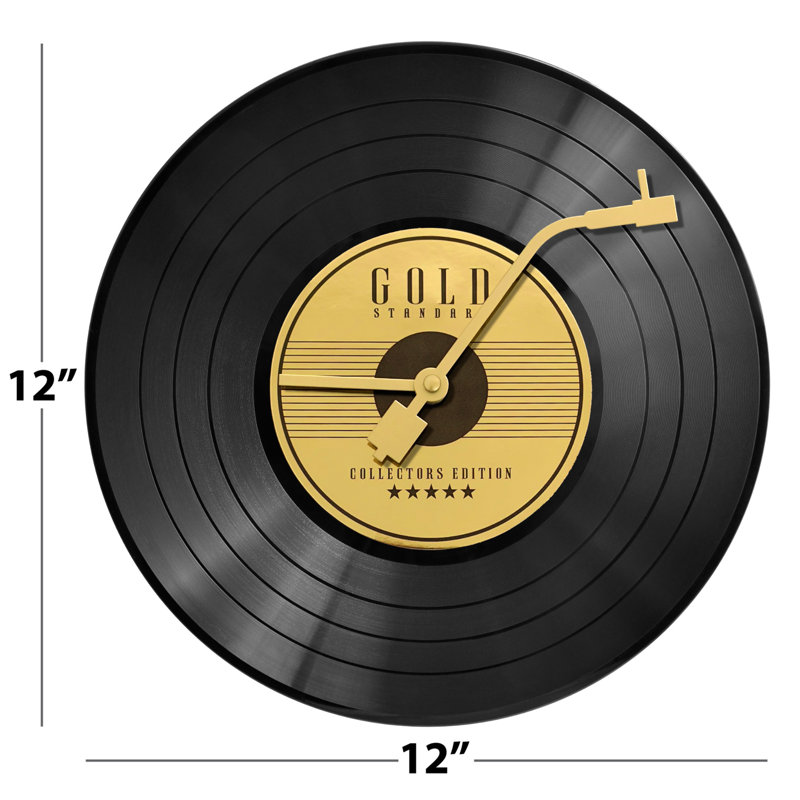 12"  RECORD WALL CLOCK- GOLD