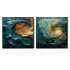 Majestic Motion Teal Spiral - Ensemble de 2 collages carrés abstraits en spirale-1513899128-1513899129