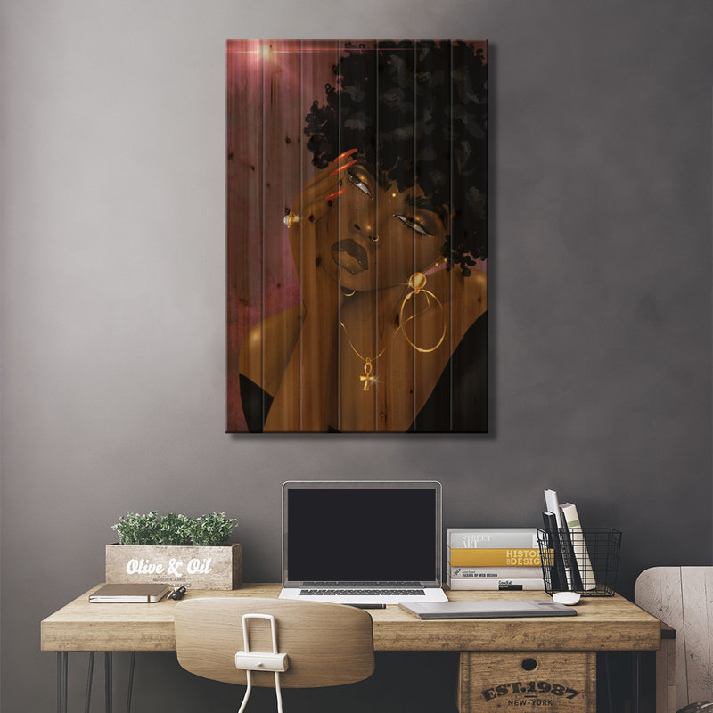 «Lanisha On Wood» par Zola Arts Print, H 26 po x l 18 po x P 1,5 po