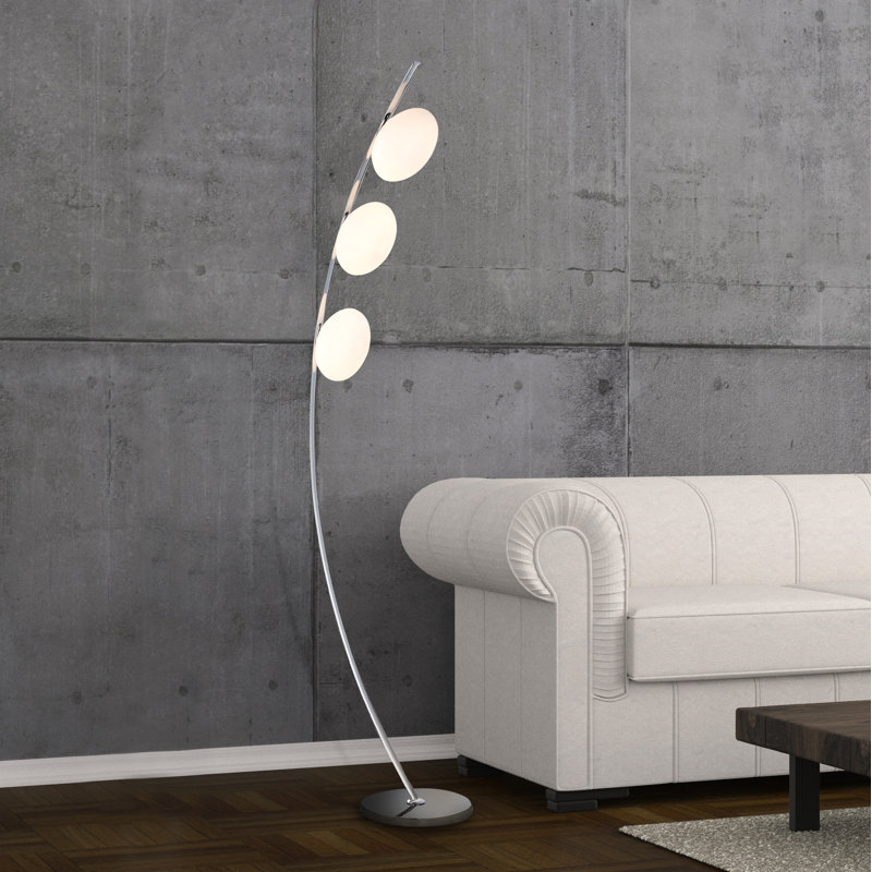 Lampe sur pied arquée 68 "Barraza, Noir, Blanc givré