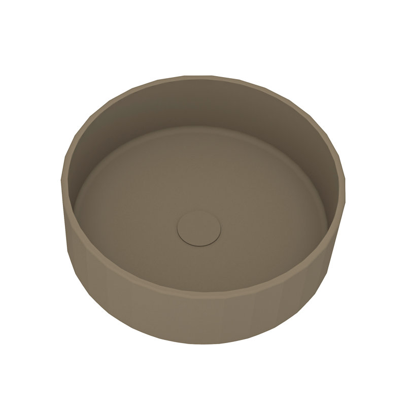 CASAINC Maple 17'' Concrete Circular Bathroom Sink, Taupe Clay