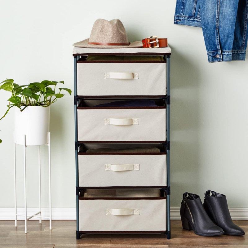 Commode à 4 niveaux pour chambre à coucher, Beige