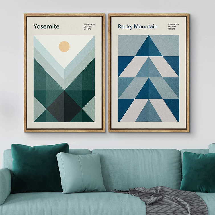 IDEA4WALL Geometric Yosemite Rocky Mountain National Park Framed On Canvas  Pieces Print Wayfair