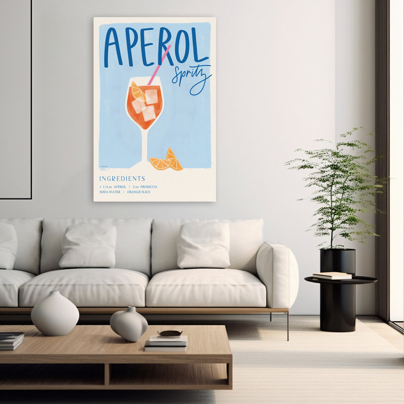 Illustration de cocktail Aperol Spirz - ingrédients de tranches de citron, H 60 po x l 40 po