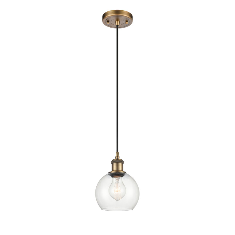 Luminaire suspendu sphérique 1 lumière Roxane, DEL, Laiton brossé