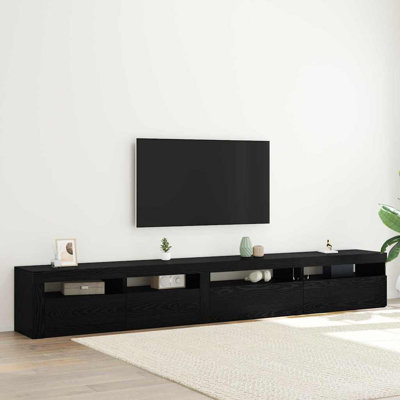 TV Cabinet Set 3 Pcs Black Oak Engineered Wood