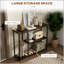 Console 39 po, canapé moderne avec 2 tablettes de rangement, structure en acier, étroite