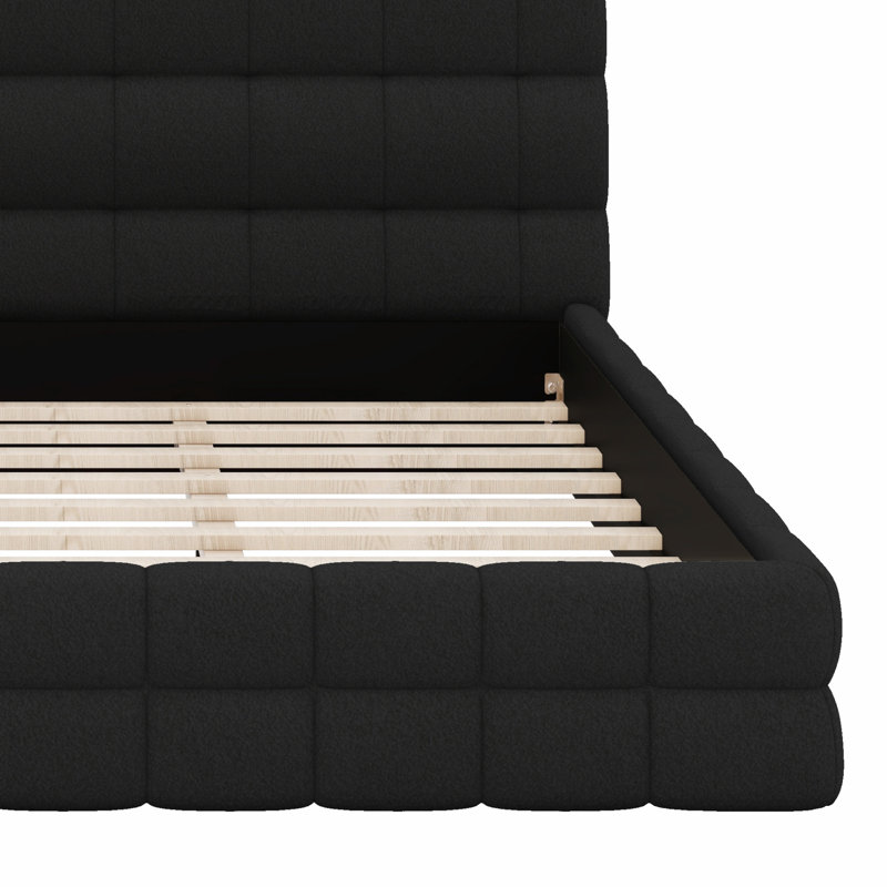 Lit plateforme tapissier confortable, Noir