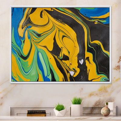 Art en acrylique noir et jaune