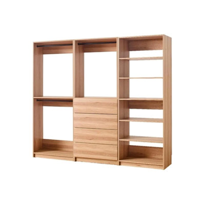 Home Imports Emporium Oak Freestanding Walk in Wood Closet System for Modern Closet Room Organization