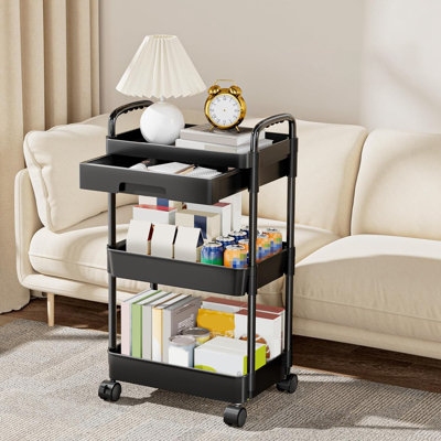 3 Tier Rolling Utility Cart with Drawer