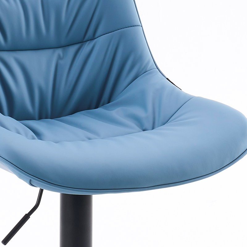 Latiera Swivel Adjustable Height Bar Stools Faux Leather Counter Stools with Footrest, Blue