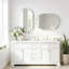 Miroir de salle de bain ovale biseauté sans cadre-489655381