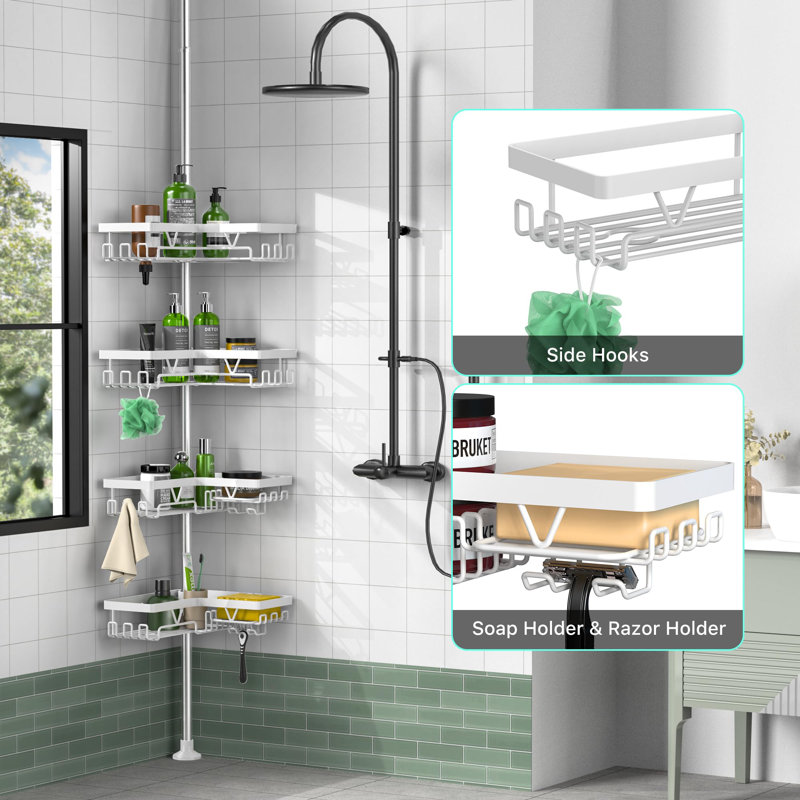 Stainless Steel Shower Caddy, White