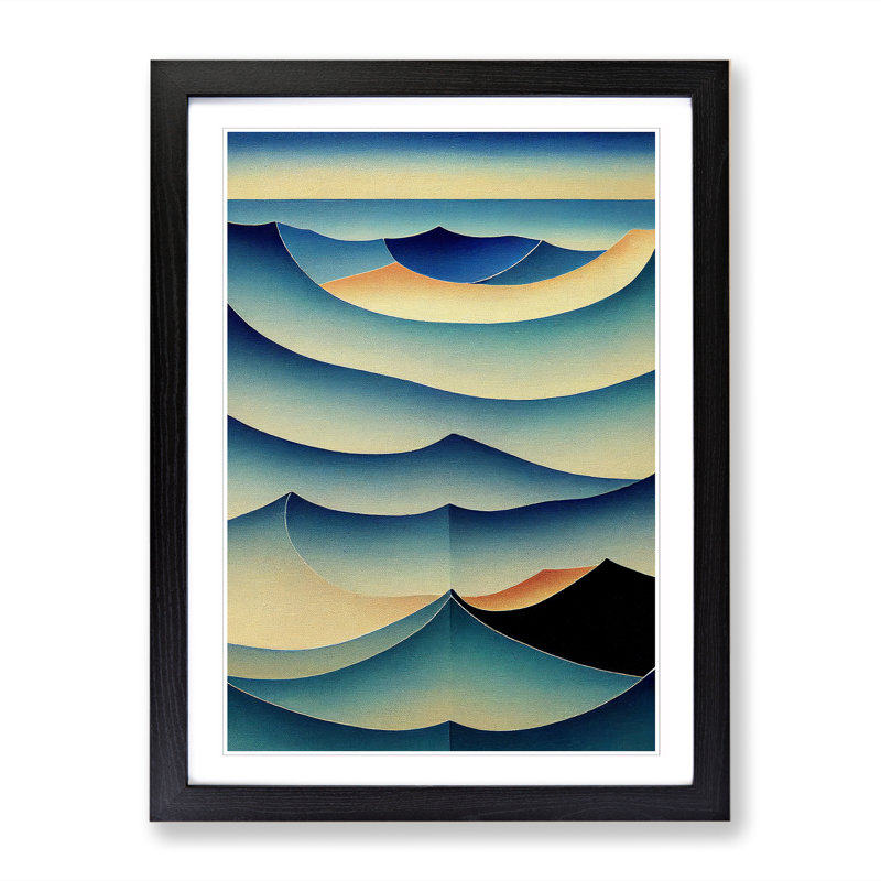 Ocean Seascape Abstract Vol.2 - Picture Frame Print, 64cm H x 46cm W x 2cm D, Oak