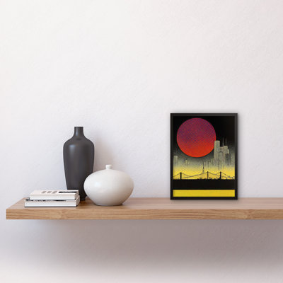 Pop Art Red Sunset Sun Manhattan Bridge - Single Picture Frame Print