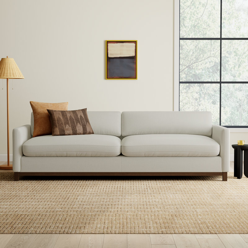 Liz Upholstered Sofa, Effie Linen Performance Linen, Dark Brown, 32.28"H x 101.97"W x 39.37"D