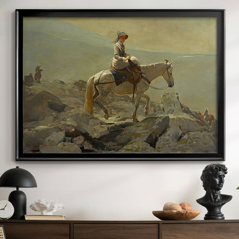 The Bridle Path, White Mountains-Winslow Homer, toile tendue avec châssis, 1868, 26,5 x 36,5, Toile avec cadre, Noir