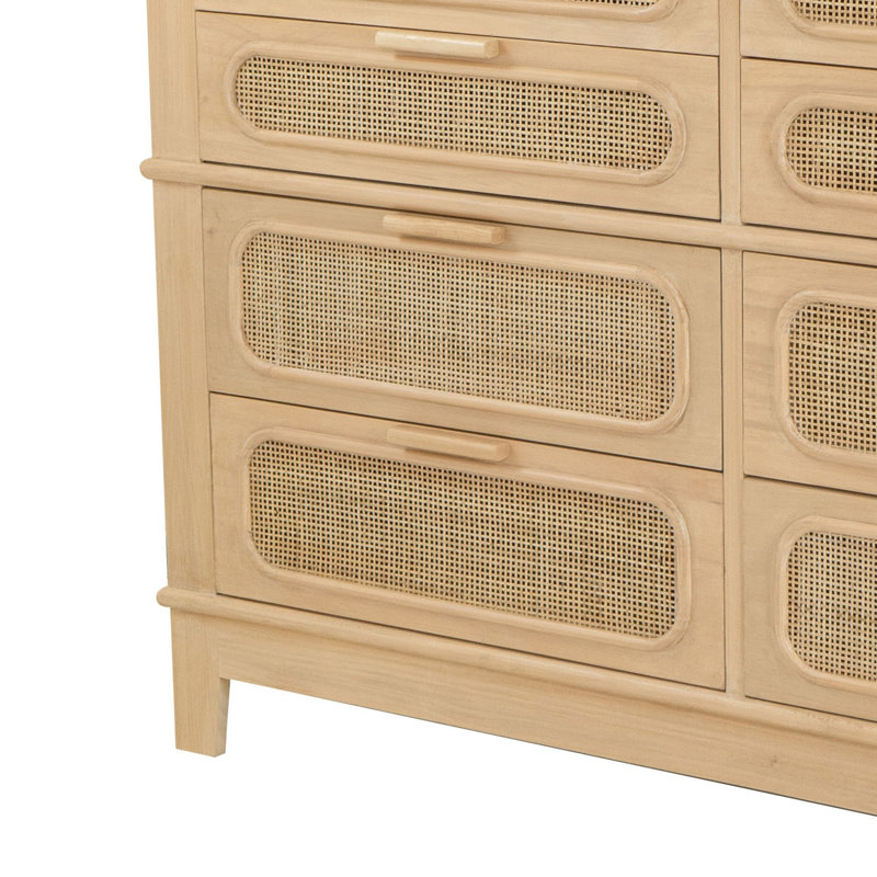 Commode double 8 tiroirs Jolene, Brun