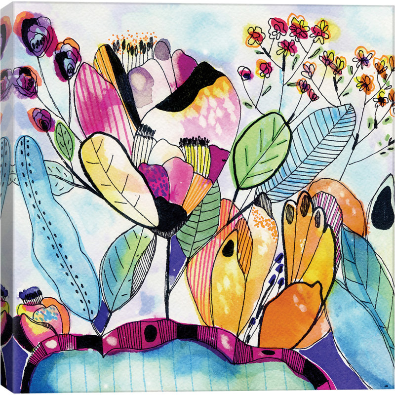 «Surréel jardin», reproduction sur toile, H 37 po x l 37 po x P 0,75 po, Pas de tapis, Toile tendue
