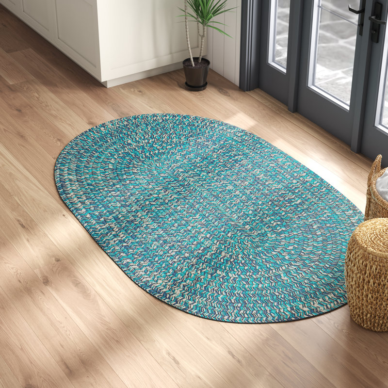 Tapis réversible intérieur / extérieur Wolfsbrug - turquoise, Ovale 9 pi x 12 pi