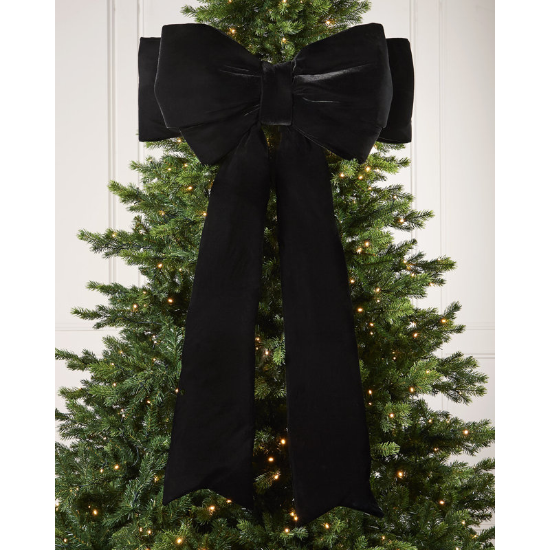 133cm Solid Colour Velvet Bow, Black