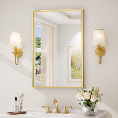 Miroir de salle de bain avec cadre en aluminium et verre trempé