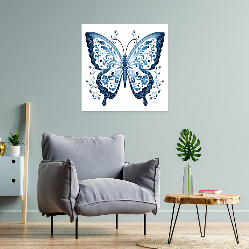 Contemporary Art Abstract Contemporary Butterfly Flower Landscape Art by Danhui Nai - Wrapped Canvas Print