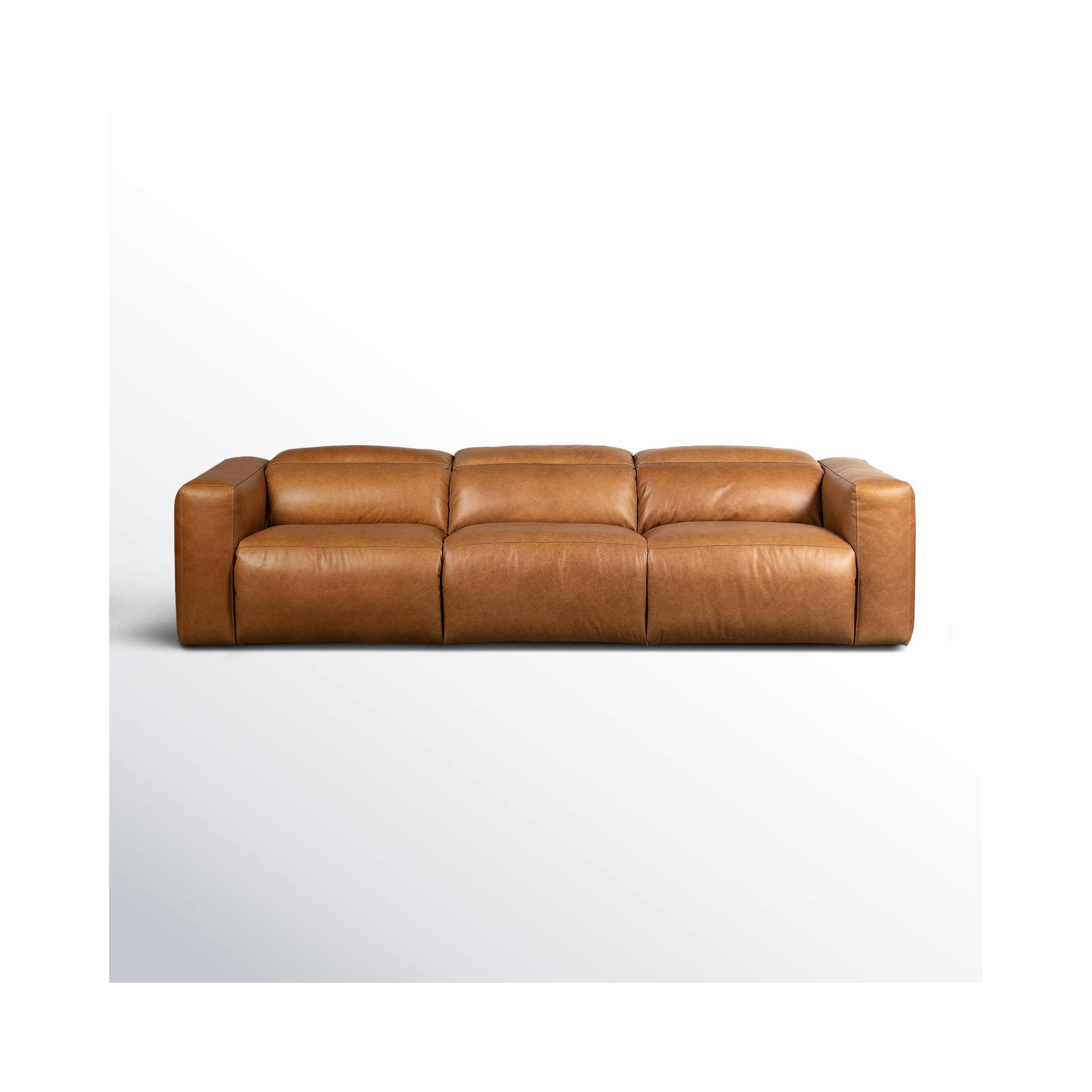 Amed 124" Genuine Leather Power Reclining Sofa, Sonoma Butterscotch Genuine Leather 