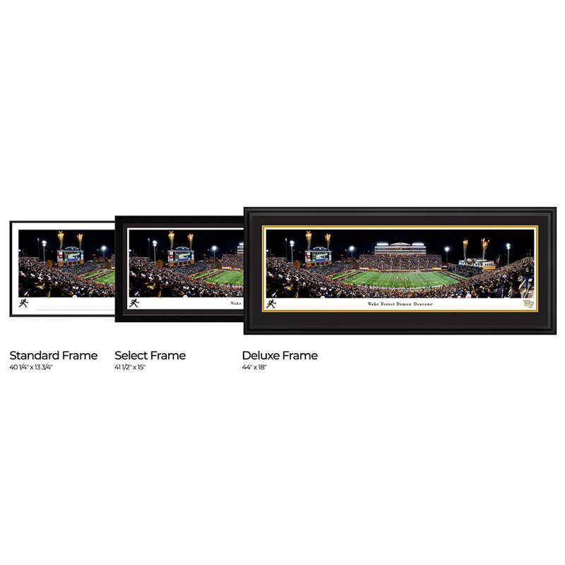 Imprimé de football Wake Forest, H 18 po x l 44 po x P 0,88 po, Cadre simple noir, Oui