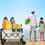 Chariot pliable avec hayon rallongé, chariot de wagon à rallonge extra long, chariot de chariot de plage robuste 480 lb avec de grandes roues de plage tout-terrain, gris kaki