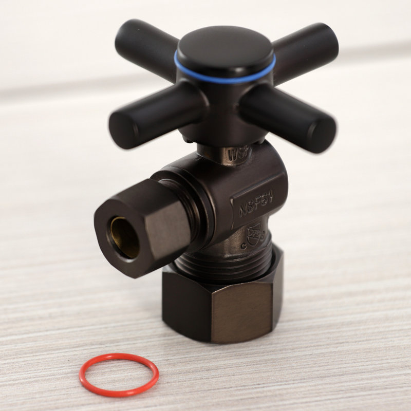 Kingston Brass Concord 5/8-Inch OD Comp x 3/8-Inch OD Comp Quarter-Turn Angle Stop Valve, Oil Rubbed Bronze