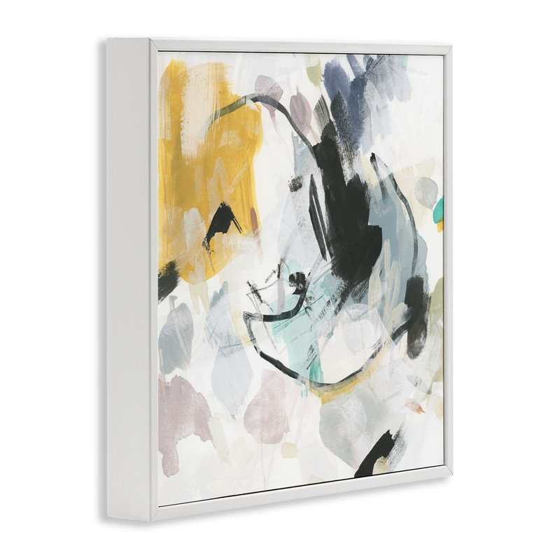 Jaune et art abstrait abstrait giclée encadrée par June Erica Vess, Giclée encadrée blanc bord de mer, H 12 po x l 12 po