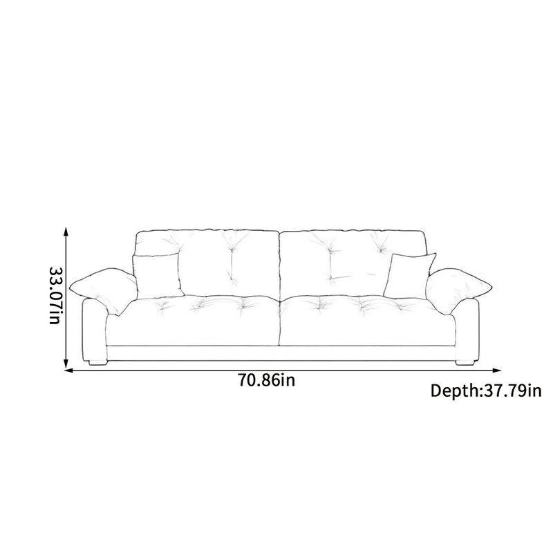 Canapé en tissu moderne de luxe moderne, 2, H 33,07 po x l 70,86 po x P 37,79 po