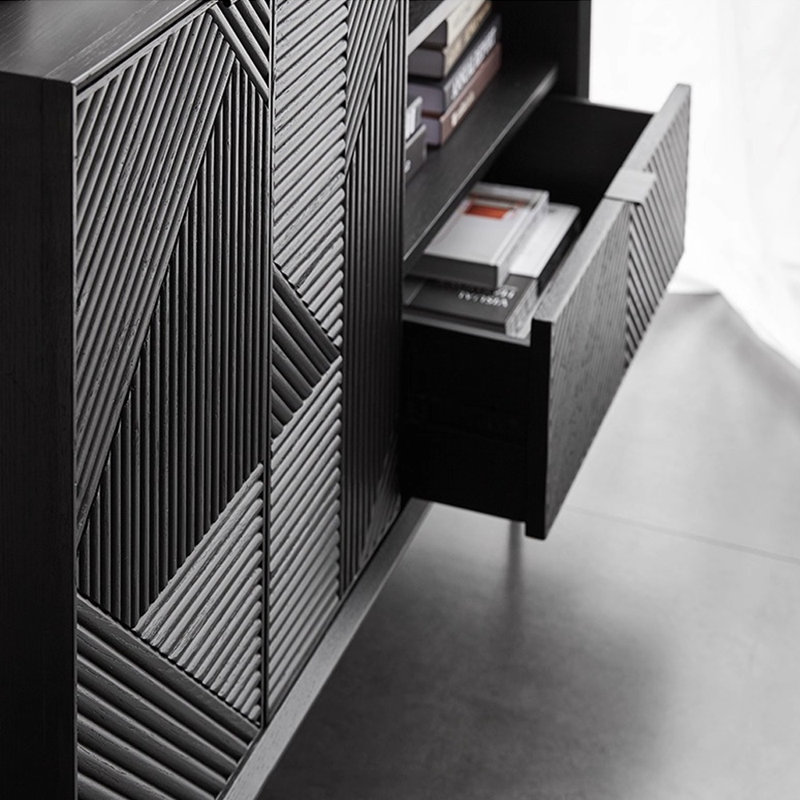 Modern light luxury style small bookcase, Noir, (4 tablettes) H 33,86 po x l 47,24 po x P 15,75 po