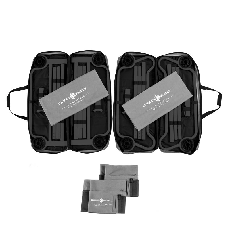 Extra Large Gray Steel Double Camping Cot with Organizers