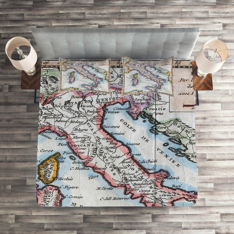 Wanderlust Eclectic Polyester Coverlet, King Bedspread + 2 Shams