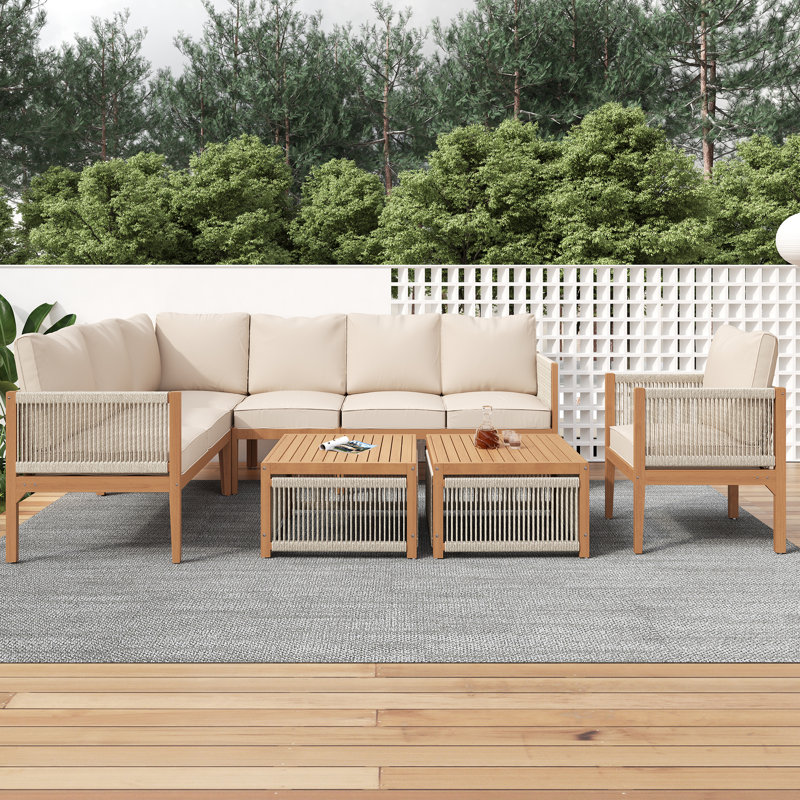 7 - Person Seating Group With Cushions, Beige