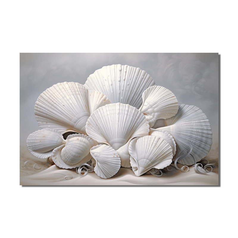 Monochromatic White Seashells - Animals Canvas Prints