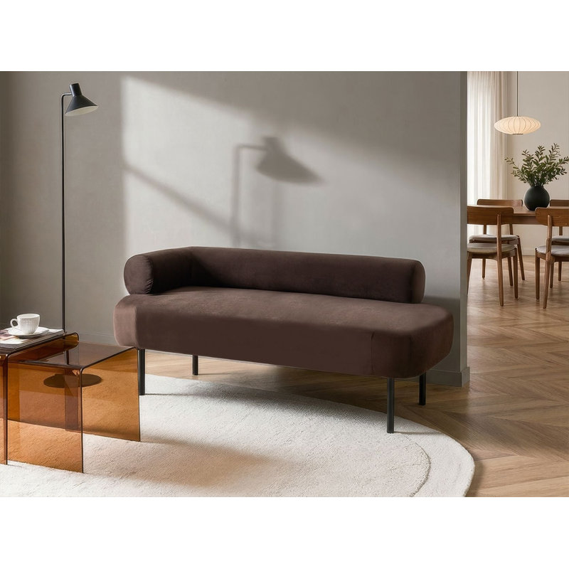 Deletha Upholstered Chaise Lounge, Left Hand Facing, Velvet, Dark Brown