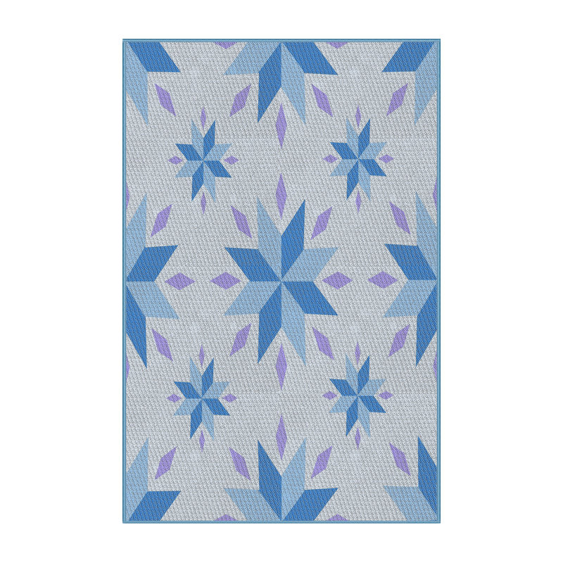 Tapis bleu/blanc à motifs, Rectangle 2 pi x 4 pi