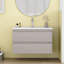 Meuble-lavabo mural de 32 po avec lavabo combiné, tiroirs doubles, façades de tiroirs arrondies, système de fermeture en douceur, lavabo en céramique, conception sans poignée, bois massif, facile à installer-130140813-130140818