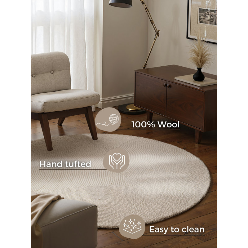 Eleni - Wool Rug by Hanse Home - Natural Living Room Rug, Hand-Tufted Wool Hygge, Scandinavian Living Room, Bedroom, Dining Room, Hallway