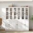 Bibliothèque de 71 pouces de hauteur avec portes en verre trempé, armoire de rangement avec ports de chargement USB et Type-C et lumières DEL (3B)