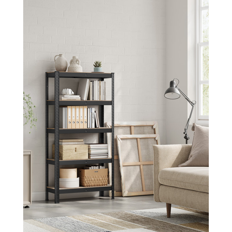 Adeolu 75cm W Metal Height -Adjustable Shelving Unit, Greige/Black