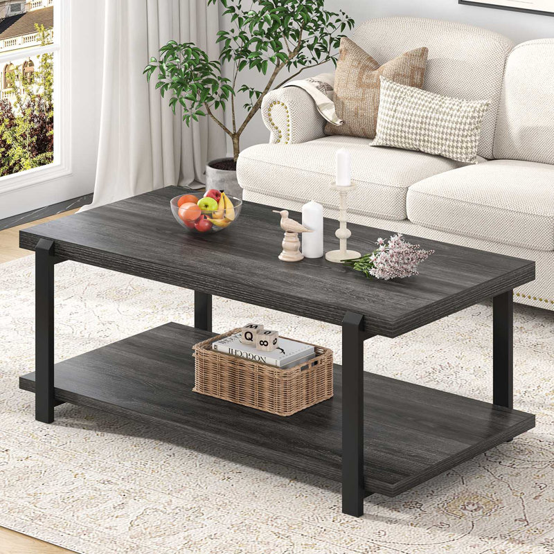  Table basse industrielle avec rangement Hulstein, gris foncé, Gris foncé