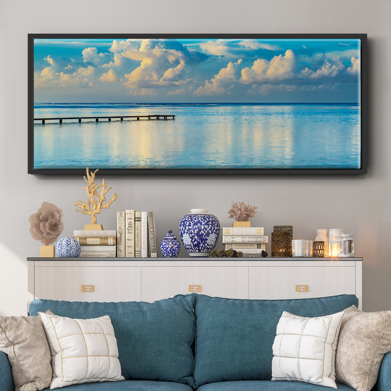 Sunrise Dock- Framed Canvas, 24" H x 60" W