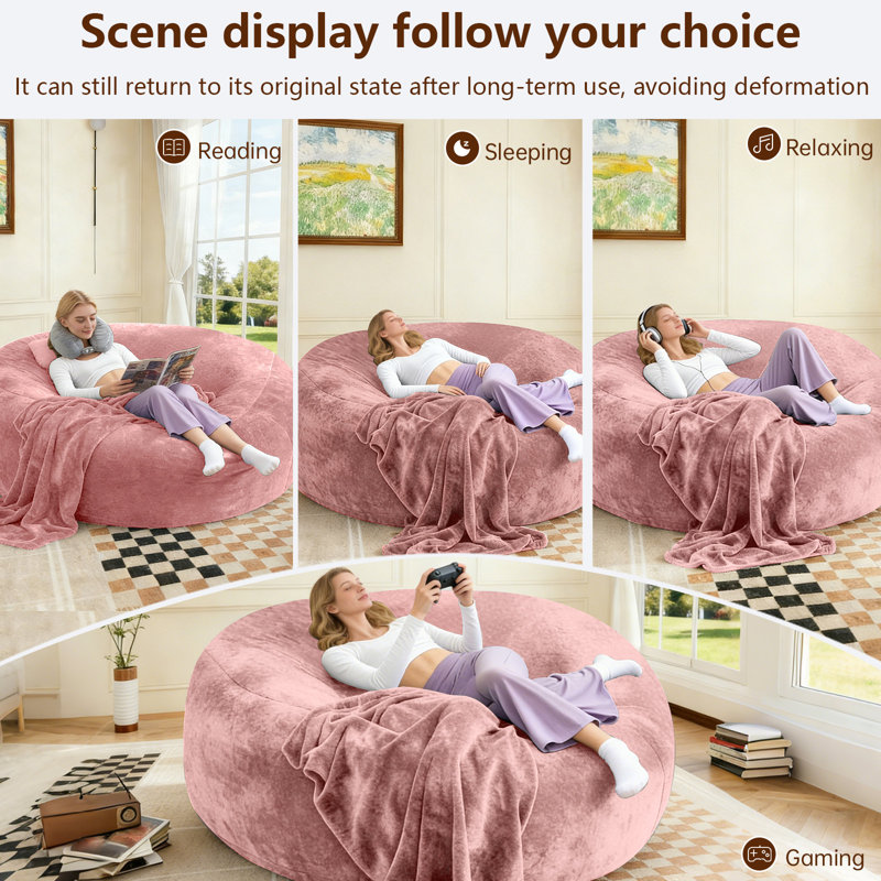 4-foot giant foam beanbag chair with padding, perfect for adult reading and relaxation – suitable for living room and bedroom.