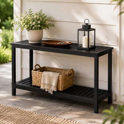 Table d'appoint à 2 niveaux pour patio en bois massif